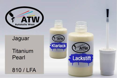 Jaguar, Titanium Pearl, 810 / LFA: 20ml Lackstift + 20ml Klarlack - Set, von ATW Autoteile West.